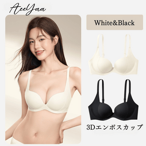 快適なノンワイヤーブラ-ホワイト&ブラック- 正面