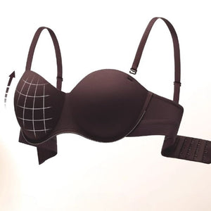 24時間ー通勤ー肩紐スタイル―快適なノンワイヤーブラ-3Dメッシュ结构-茶色-クローズアップ05