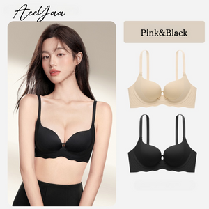 ノンワイヤー通勤ブラ-ピンク&ブラック- 正面