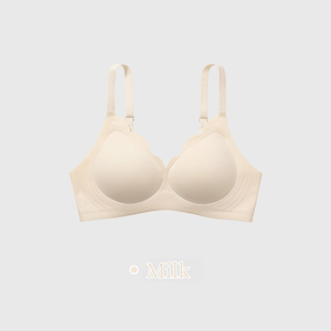 24時間快適ー無地ブラ-3Dホールド-痛くない脇高谷間ブラ-花型ー ホワイト正面