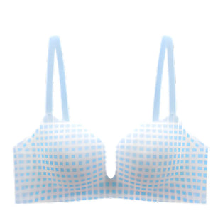 青チェック柄ブラの単品商品展示。