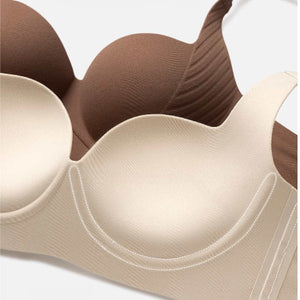 ノンワイヤー谷間メイクブラ- ホワイト&チョコレートいろ-クローズアップ02