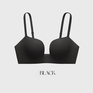 ノンワイヤーふんわり寄せシリーズ-ドキッ谷間U字ブラ-カラー:ブラック、大人っぽく引き締まった印象