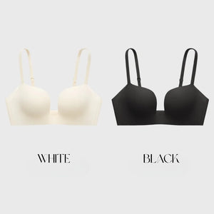 ノンワイヤーふんわり寄せシリーズ-ドキッ谷間U字ブラ-カラー:ホワイトとブラックの組み合わせ