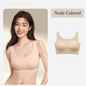 一体型ブラシルキーソフト無線ブラ-背心式デザイン-ヌーディカラー-正面