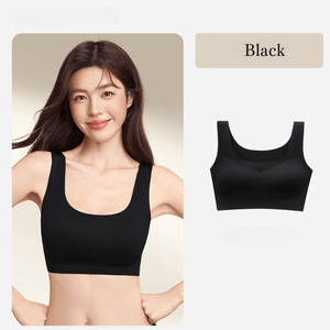 一体型ブラ‐シルキーソフト無線ブラ-背心式デザイン-ブラック-正面