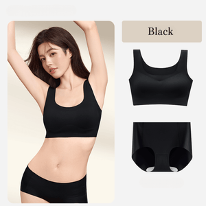 一体型ブラ‐シルキーソフト無線ブラ-背心式デザイン-セット-ブラック-正面