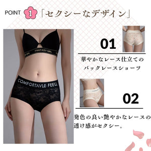 24H快適シリーズ フェミニンレースショーツ｜程よい透け感レースで女性らしさを美しく演出