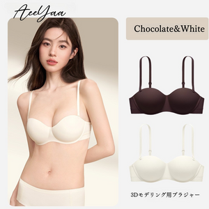 快適なノンワイヤーブラ-3Dメッシュ结构ちゃいろ&ホワイト-正面
