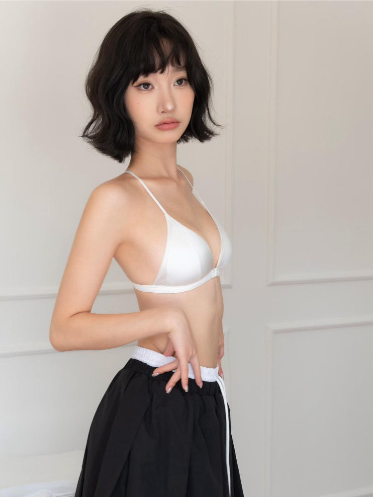 フロントホック美背ブラセット｜フレンチサテン・深V・軽やかフィット