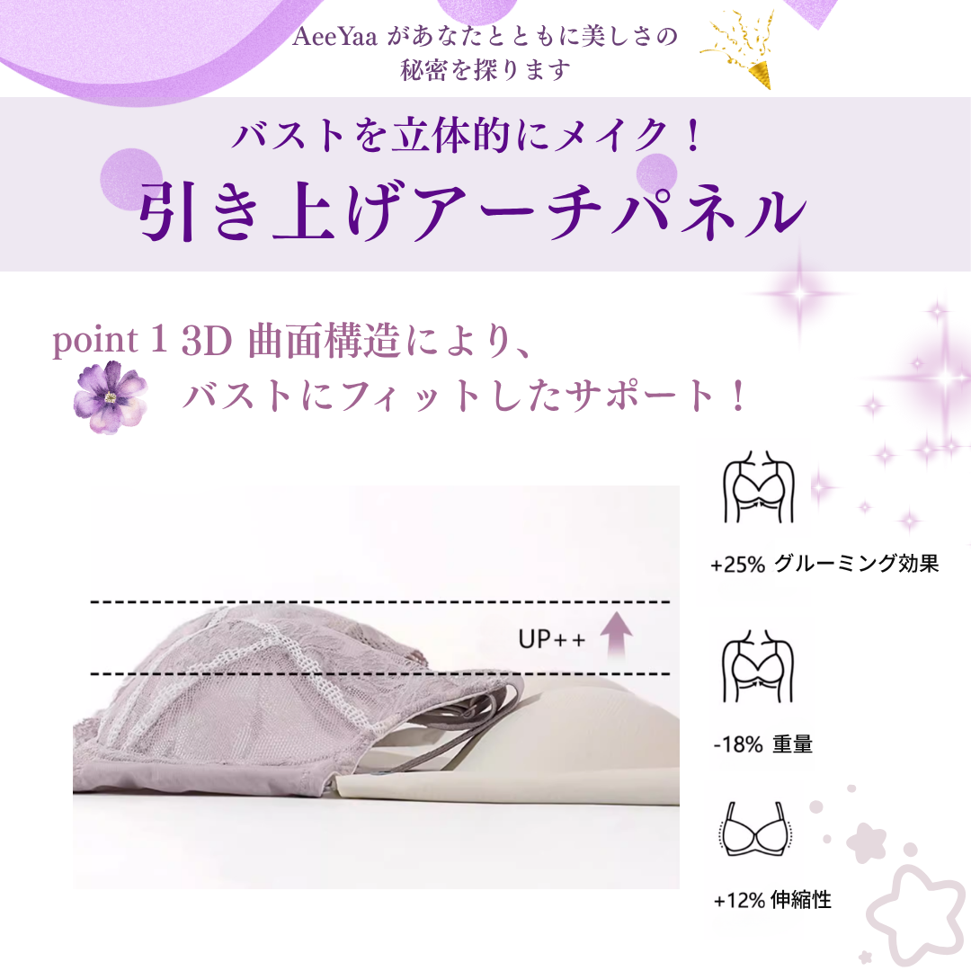 丸みキープの立体設計、胸下のたるみに悩む方におすすめ。