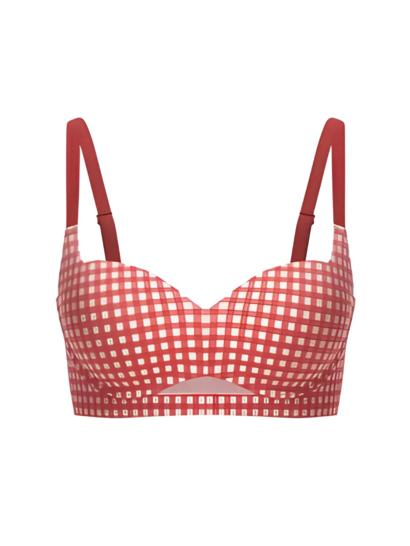 レッドチェック柄の単色カラーディスプレイ画像。