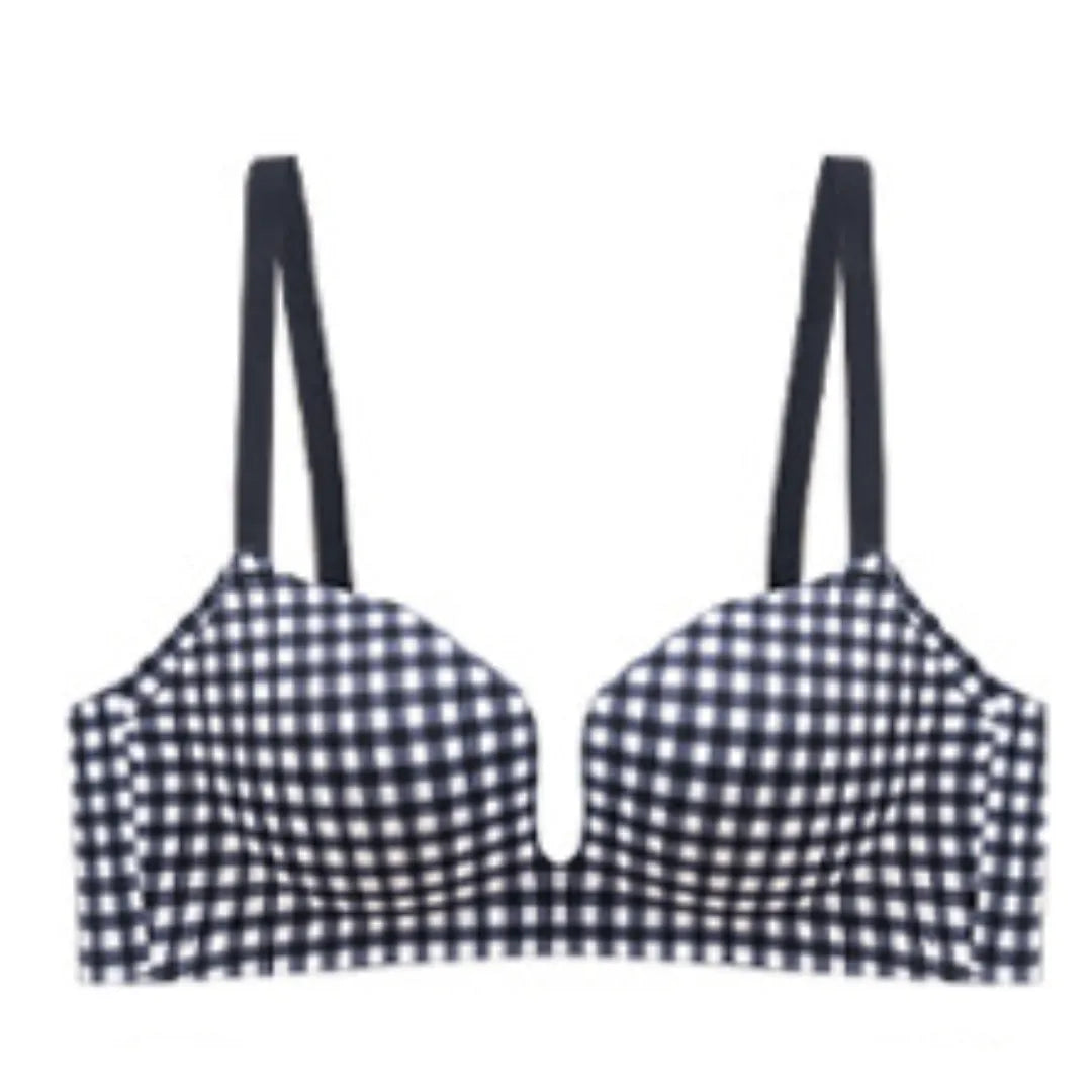 黒チェック柄ブラの単品商品展示。