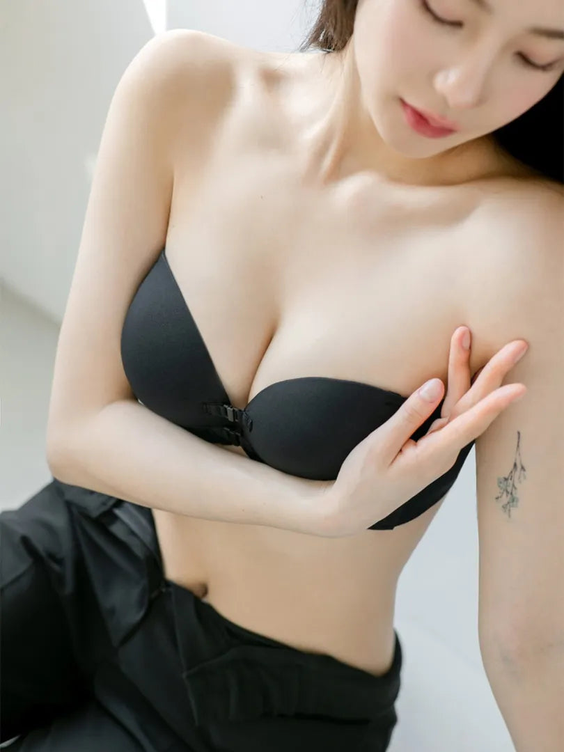 ノンワイヤーふんわり寄せシリーズ-ダブル前ホックノンワイヤーブラ-自然な丸胸ライン