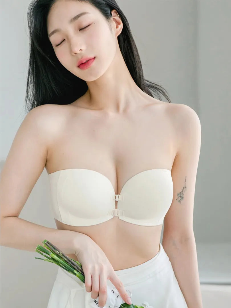 ノンワイヤーふんわり寄せシリーズ-ダブル前ホックノンワイヤーブラ-快適でズレにくい