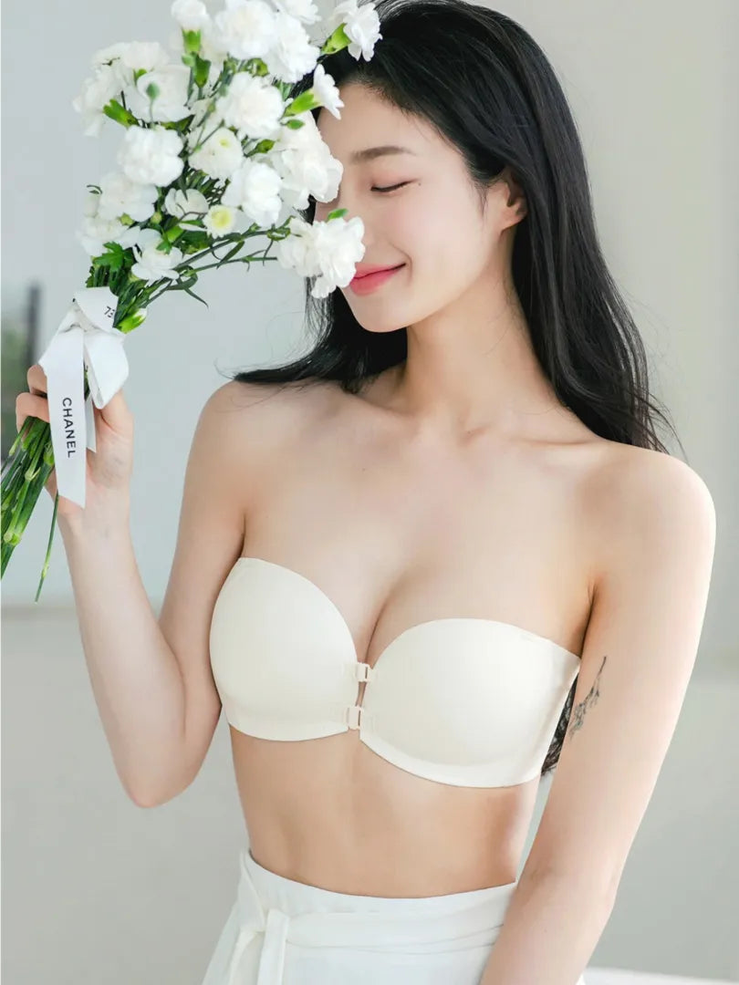 ノンワイヤーふんわり寄せシリーズ-ダブル前ホックノンワイヤーブラ-丸みを持たせた胸の形