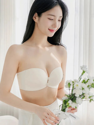 ノンワイヤーふんわり寄せシリーズ-ダブル前ホックノンワイヤーブラ-自然な谷間ライン
