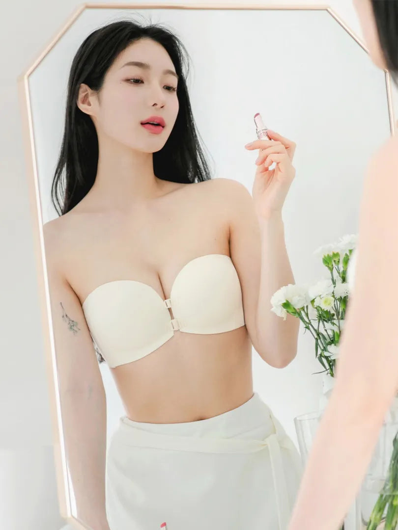 ノンワイヤーふんわり寄せシリーズ-ダブル前ホックノンワイヤーブラ-日常でも快適