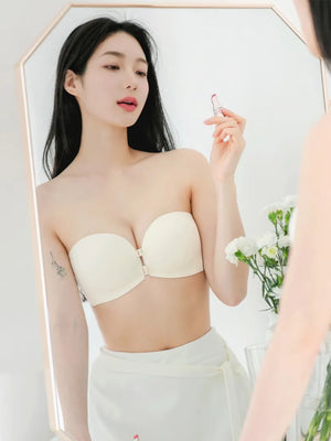 ノンワイヤーふんわり寄せシリーズ-ダブル前ホックノンワイヤーブラ-日常でも快適