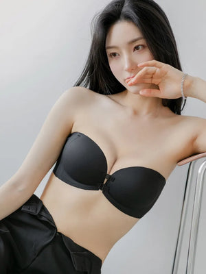 ノンワイヤーふんわり寄せシリーズ-ダブル前ホックノンワイヤーブラ-自然なバストシルエット