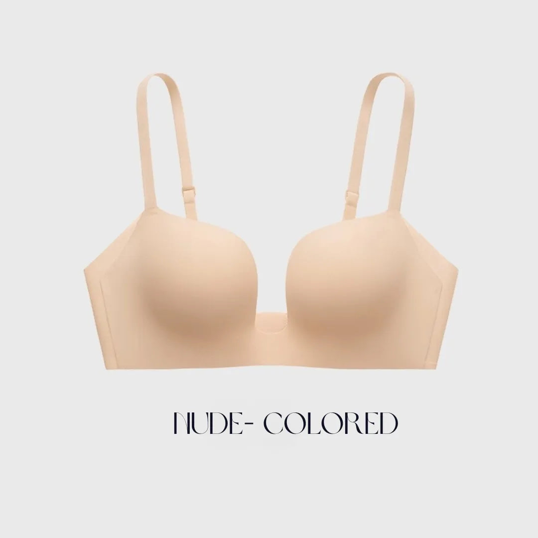ノンワイヤーふんわり寄せシリーズ-ドキッ谷間U字ブラ-カラー：ベージュ、肌になじむ自然な色合い