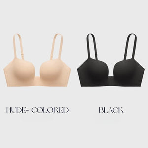 ノンワイヤーふんわり寄せシリーズ-ドキッ谷間U字ブラ-カラー：ベージュとブラックの組み合わせ