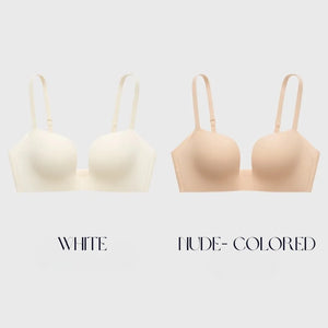 ノンワイヤーふんわり寄せシリーズ-ドキッ谷間U字ブラ-カラー：ホワイトとベージュの組み合わせ