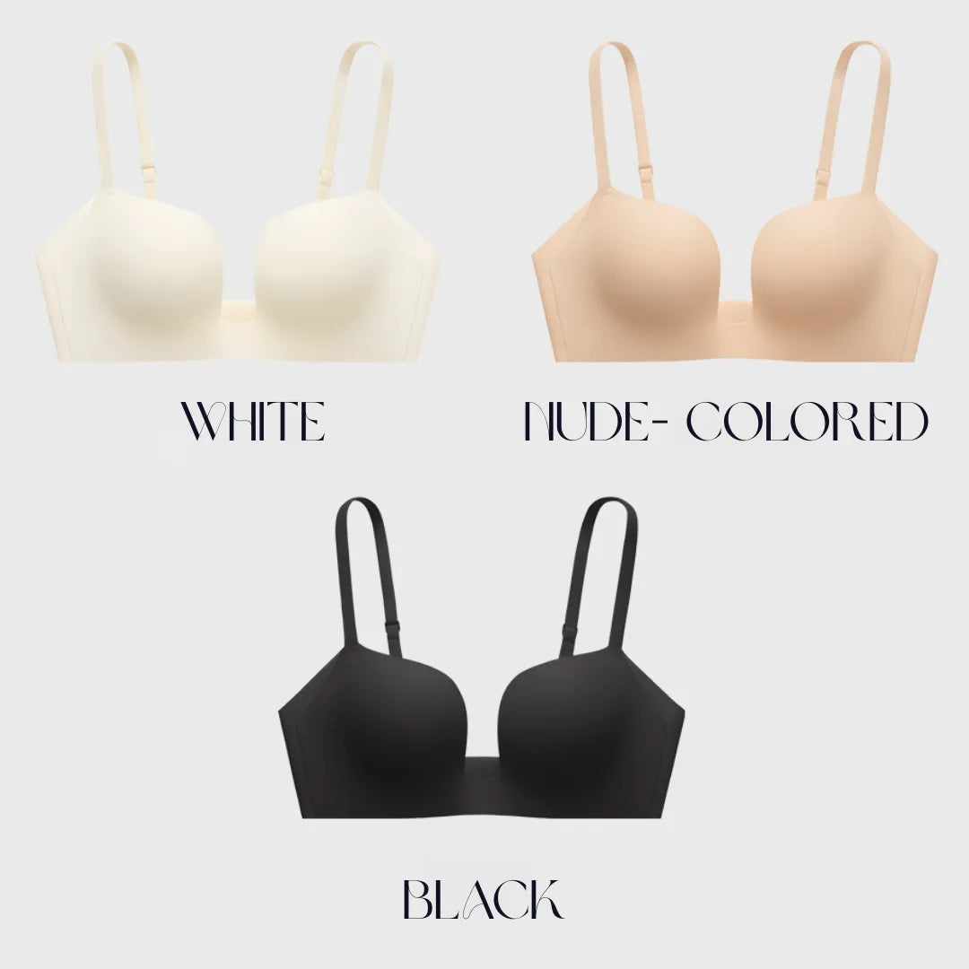 ノンワイヤーふんわり寄せシリーズ-ドキッ谷間U字ブラ-カラー：ホワイト・ベージュ・ブラックの3色セット